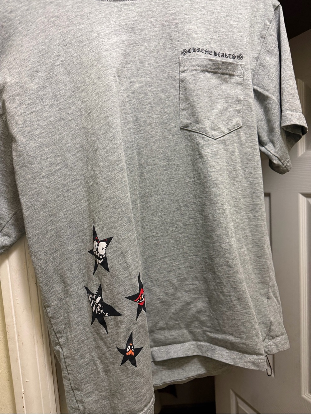 Chrome Hearts Gray Short Sleeve Pocket Tee with Star Motif